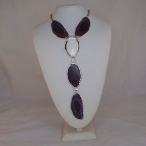 LYDELL NYC CHUNKY LARGE RHINESTONE PURPLE ACRYLIC